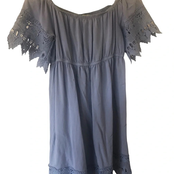 Haute Monde coquette girl light blue embroidered lace dress soft girl boho - Picture 5 of 6